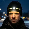 Gorro de punto con luz COB integrada para trabajos transfronterizos, linterna frontal y luz de advertencia cálida 2 en 1 para deportes de invierno al aire libre