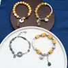Plata de Ley Xiangyun Tubo Curvo Tubo Redondo Pulsera de Jade de Cera de Abeja Retro Viejo Plata 3D Cuentas de Melón Pulsera de Tubo de Plata Pulsera