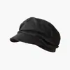 Sombrero octogonal de gamuza plisado de ala ancha color liso estilo coreano y japonés, boina casual vintage, sombrero versátil de primavera y otoño
