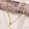 Collar de Cadena Multicapa Europea y Americana para Mujer, Lujo Accesible, Colgante de Perla y Mariposa, Abalorio, Cadena para Suéter, Joyería Versátil de Alta Gama