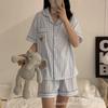 Pijama Exportación Ropa de Mujer Verano Nuevo Estilo Lindo Dibujos Animados Pijama de Mujer Manga Corta Solapa Shorts Conjunto para Estar en Casa
