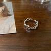 Nuevo Anillo Hueco Tejido Alrededor de la Abertura Ajustable Diseño Nicho Simple Anillo para Mujer Plateado