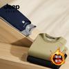 JEEP SPIRIT moda casual nueva otoño e invierno antiarrugas transpirable cálido bloqueo cálido suéter de cuello redondo con forro polar para hombre