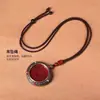 Pingente Colar Thangka de Cinábrio Cru Montanha de Prata do Tibete Moeda do Espírito Areia Dourada Roxa de Alto Teor para Homens e Mulheres em Seu Ano Zodiacal Atacado