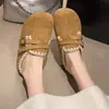 Sapatos femininos estilo Birkenstock, sem cadarço e com sola grossa, nova coleção de inverno 2026, slip-ons modernos de sola macia com bico fechado e forro de fleece
