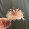 Pasador de Corona de Malla Tridimensional para Niñas Accesorios para el Cabello de Niñas Coreanas Primavera y Verano Vestido de Princesa Joyería de Cumpleaños Pinza Superior Venta al por Mayor