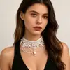 Joias de Comércio Exterior Retro Simples Acessórios de Colar de Renda com Pérolas Corrente de Clavícula de Pérola Gargantilha Gótica Europeia e Americana para Mulheres