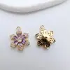 Material DIY Pingente Flor de Seis Pétalas Floco de Neve Zircônia Micro-Pavimentada Acessórios para Joias Brincos Colar Cobre Banhado a Ouro Material Venda por Atacado