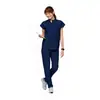 Traje de uniforme médico elástico para talla grande, cuello en V, elástico, secado rápido, bordado personalizado, elasticidad en cuatro direcciones, estilo europeo y americano, uniforme de médico de dos piezas