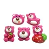 Urso Morango Desenho Animado Acessórios de Resina Cola Creme Capa de Celular DIY Acessórios de Cabelo Agulha de Cabelo Buraco Chaveiro de Sapato Adesivo para Copo d'Água