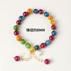 Pulsera de Cuentas Redondas de Turmalina de Color Optimizado Ins Pulsera Niche Viento Campana Orquídea Colgante Pulsera Creativa Joyería al por Mayor