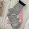 Calcetines de Algodón con Etiqueta de Tela Huevo de Doble Puño para Mujer, Calcetines Holgados Versátiles Estilo Universitario, Calcetines de Algodón Color Block Rayados Azul Marino Ins Coreanos