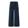 Bolsillo de parche curvo tridimensional, pantalones de trabajo de pierna ancha para mujer, corte holgado, efecto adelgazante, elegantes y modernos, jeans versátiles de pierna recta