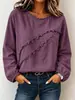 2026 Roupas Femininas Europeias e Americanas Estação Independente da Amazon Franjas Patchwork Gola Redonda Manga Longa Solto Casual Moda Top