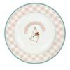 Plato de cerámica vintage con diseño de conejito estilo francés, bonito plato de desayuno con forma de corazón para niña, plato de postre, plato a cuadros para pastel.