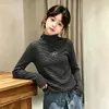 Otoño/Invierno 2026 Terciopelo Alemán para Niñas Cuello Semi Alto Camiseta Base de Manga Larga Rayada Cálida Doble Cara Cepillada Moderna