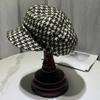 Sombrero octogonal de pata de gallo simple de estilo japonés para mujer, boina de pintor con lentejuelas, moda de otoño e invierno, sombrero informal de vendedor de periódicos que combina con todo