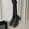 Botas de Moda de Punto para Mujer Caída/Invierno Hasta la Rodilla Tacón Alto 2026 Calcetín Elástico Alto Adelgazante Tacón Grueso Versátil