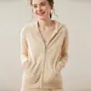 Sudadera con Capucha de Cachemira para Bebé para Mujer, Nuevo Estilo Otoño e Invierno, Cremallera con Capucha, Cárdigan Chaqueta de Punto de Moda Holgada