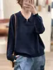 Nueva colección otoño e invierno 2026: suéter de punto grueso, de color liso, de manga larga, corte holgado, con cuello alto, perfecto como capa base para mujer