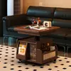 Mesa de Centro com Altura Ajustável, Carrinho Móvel Dobrável, Mesa de Chá de Madeira Maciça, Mesa de Jantar Multifuncional para Sofá para Apartamentos Pequenos