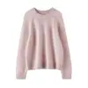 Nuevo suéter de cachemira con hilo floral de otoño e invierno para mujer, cuello redondo, estilo pullover, engrosado, corte holgado, tejido casual, capa base cálida