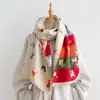 Bufanda Jacquard de Cachorro Rizado de Dibujos Animados Otoño/Invierno 2026 para Mujer Chal Grande Grueso y Cálido Estilo Coreano Versátil Calentador de Cuello con Borlas