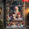 Decoración de ventana de Santa Claus bestseller transfronteriza, bandera para ventana, bandera colgante, decoración de fiesta, cortina de puerta, pancarta de puerta de Navidad