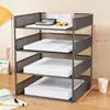 Organizador de Mesa de Escritório Porta-Arquivos Caixa de Armazenamento de Arquivos Conjunto de Material de Escritório Estante de Arquivos Multicamadas