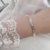 Pulsera cruzada larga hecha a mano con diseño de nicho de estilo coreano en plata esterlina S925, bloguera minimalista de Corea del Sur.
