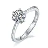 Anillo para Mujer Color Mosan con Perlas en el Brazo Clásico Simple Seis Garras Anillo de Moissanita Color D de 1 quilate Venta al por Mayor en Vivo