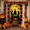 Cortina de puerta de bruja transfronteriza tela de fondo decoración pancarta Halloween atmósfera de terror bandera colgante calavera Cubierta de puerta de Halloween
