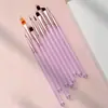 Set Transfronterizo de 9 Piezas de Pinceles para Uñas, Plumas de Pintura Multifuncionales, Plumas para Dibujo de Líneas, Plumas de Contorno, Herramientas Profesionales para Salones de Uñas, Venta al por Mayor
