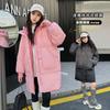 Chaqueta de plumón de longitud media para niña Ropa de otoño e invierno Chaqueta de plumón de pato para niños Talla grande para niños Chaqueta cálida holgada con capucha
