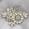 Flor de Vidrio Blanco con Pedrería Forma de Hoja Broche Cosido a Mano DIY Disfraz de Baile Sombrero Vestido de Boda Pañuelo para la Cabeza Decoración Pedrería