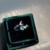 Anillo de cola de pez con diamantes de amor azul marino en plata esterlina S925, ligero, lujoso, de gran temperamento, dulce nicho, personalizado.