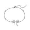 Collar con Colgante de Lazo Inteligente Sueño de Mariposa Pendientes de Zirconia Clara de Nicho para Mujer Pulsera Tres Piezas Decoraciones Moda Femenina