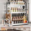 Nuevo Estante de Almacenamiento de Cocina de Acero Inoxidable para Encimera, Organizador Multifuncional para Aceite, Sal, Salsa, Vinagre, Frascos de Condimentos y Portacuchillos
