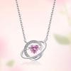 Colar Coração Planeta Prata Pura 999 para Mulheres Doce Elegante Corrente Clavícula Pingente Zircônia Rosa Atacado Presente