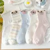 Meias de Cachorro Flocado Desenho Animado para Meninas e Meninos, Meias de Cano Médio, Algodão Novo Estilo Outono, Respiráveis, Tendência Ins, Fofas, Doces, Meias para Estudantes