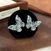 Pendientes de Mariposa Exquisitos Deslumbrantes de Diamantes Completos Estilo Francés de Lujo Ligero con un Diseño de Alta Gama y Único, Pendientes Versátiles de Nicho