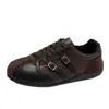 Zapatos Gander con Hebilla Marrón Zapatos de Tabla Caña Baja Correa de Cuero Retro Zapatos Casuales de Otoño Entrenamiento Suela Gruesa Nuevo con Cordones 2026