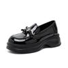 Mocassins de Plataforma com Solado Grosso para Mulheres, Novo Estilo Outono 2026, Aumenta a Altura, Estilo Britânico Preto, Sapatos de Couro para o Dia a Dia