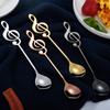 Cuchara musical creativa de acero inoxidable 304 chapada en oro cuchara para mezclar café cuchara de postre cuchara de bar musical cuchara cuchara cuchara