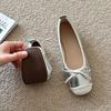 Sapatos Baixos para Mulheres 2024 Verão Novo Estilo Laço Slip-On Boca Rasa Mocassins Slip-Ons de Verão