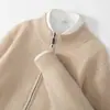 Suéter de lana 100% para hombre con cuello alto, cierre de cremallera, manga larga, grueso y cálido para otoño e invierno, cárdigan de punto de corte holgado, estilo simple