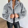 2026 Transfronterizo Amazon Otoño e Invierno Nueva Ropa Femenina Europea y Americana Imitación de Piel de Conejo Cremallera Cárdigan Cálido Felpa Abrigo Exterior