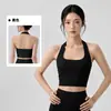 Chaleco de Yoga para Mujer con Copas Fijas, de una Pieza, Cuello Halter, Espalda Bonita, Camiseta sin Mangas Deportiva, Dobladillo con Lazo, Corte Ajustado, Top de Fitness