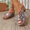 2026 Verano Nueva Moda Tallas Grandes Tacón Grueso Chanclas Mujer Europeo Americano Transfronterizo Aumento de Altura Boca de Pez Chanclas Mujer Venta al por Mayor