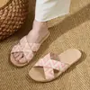 Pantuflas de Lino para Mujer 2026 Nuevo Verano Todas las Estaciones Uso en Casa Algodón y Lino Anti-Olor Pareja Antideslizante Suelo Exterior Pantuflas Verano